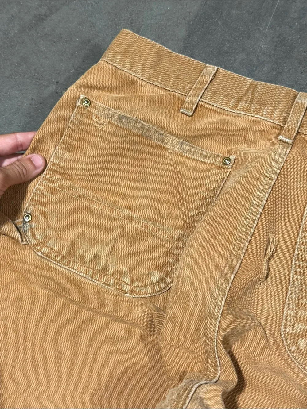Vintage Carhartt Double Knee Carpenter Pants Tan Khaki Faded 34x32 Made In USA